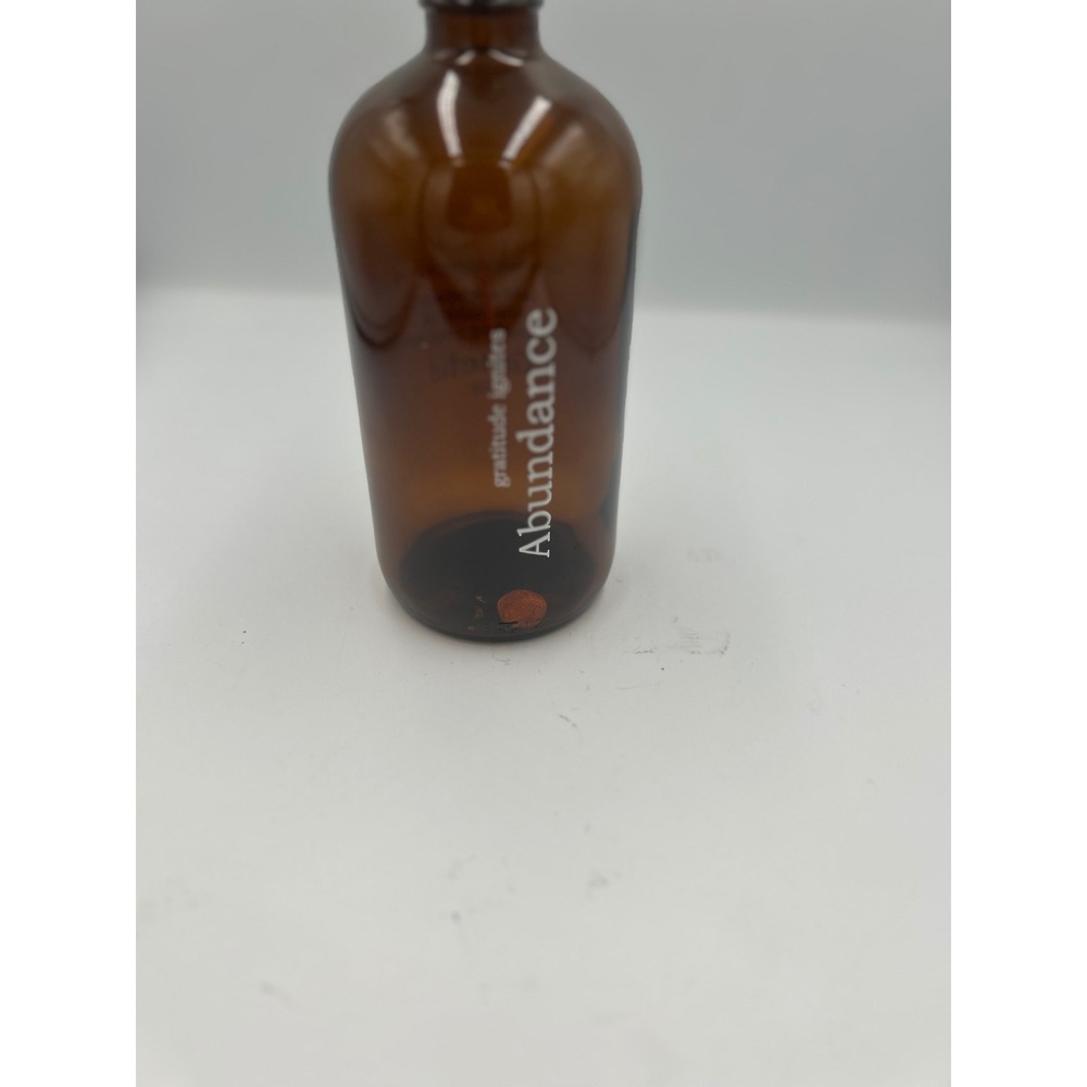 Amber Glass Abundance Gratitude Penny Bottle Jar with Cork Stopper Brown